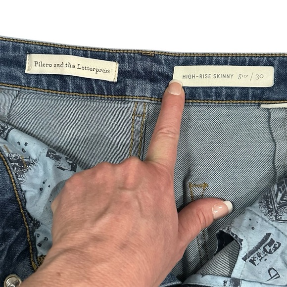 Pilcro and the Letterpress High Rise Skinny Raw Hem Jeans Cotton Denim Size 30 - Picture 5 of 10
